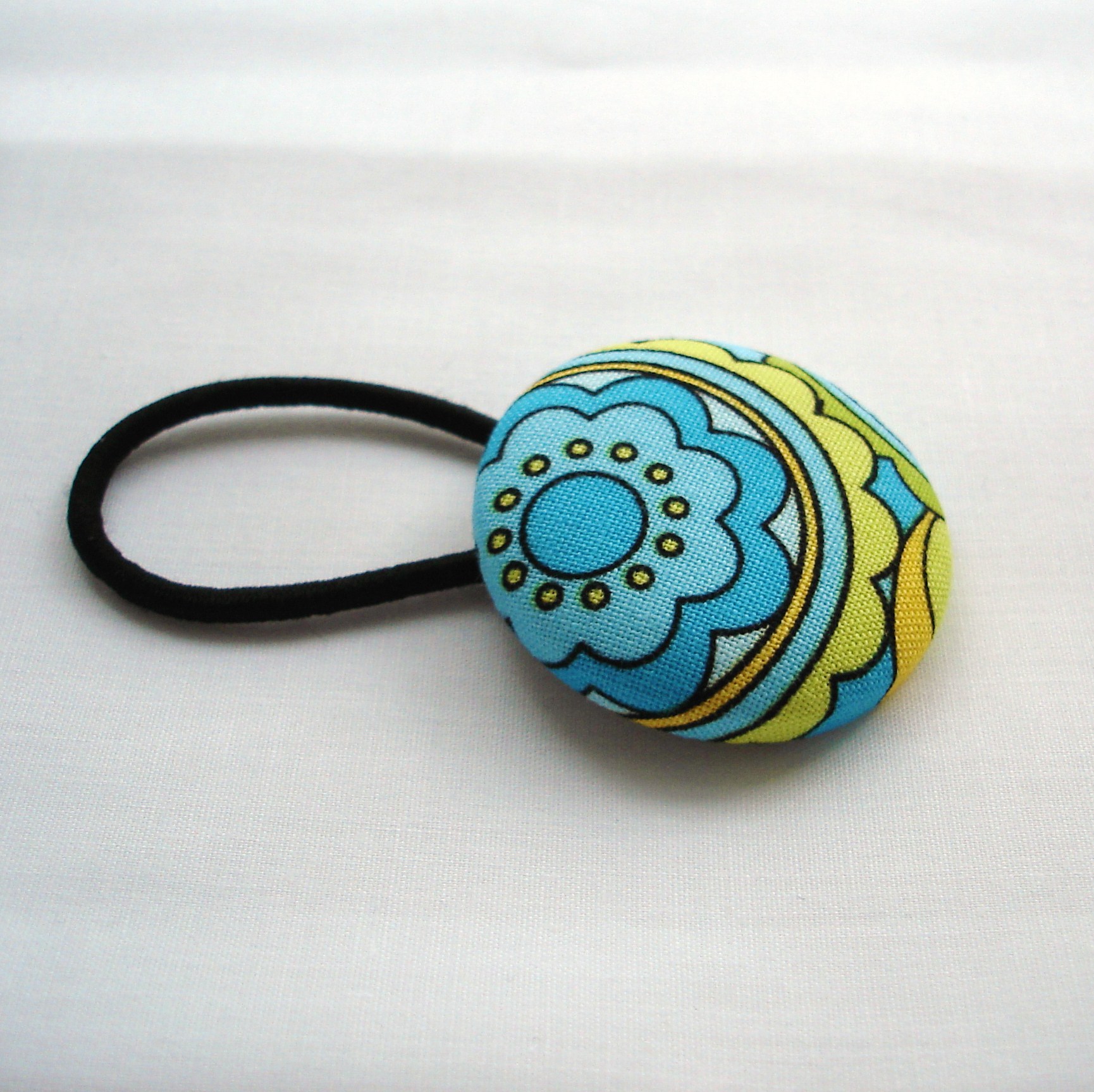 Ponytail Holder, Turquoise Lime Yellow on Luulla